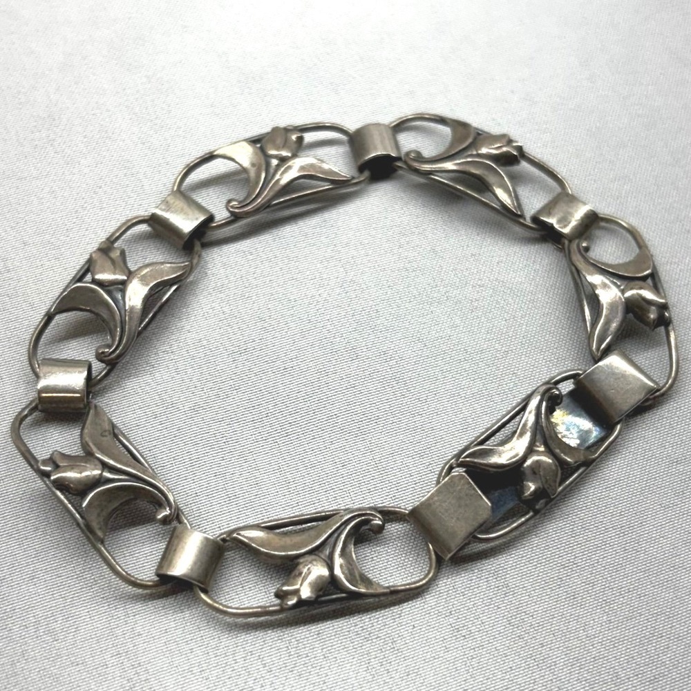 Harry Eiler Link Bracelet Unisex 7.25in Silver Good Art Nouveau Skonvirke 830S